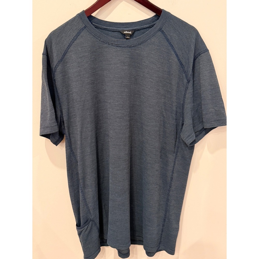 Allbirds Mens Natural Run Tee XXL Navy Blue Merino Wool Blend Performance Shirt